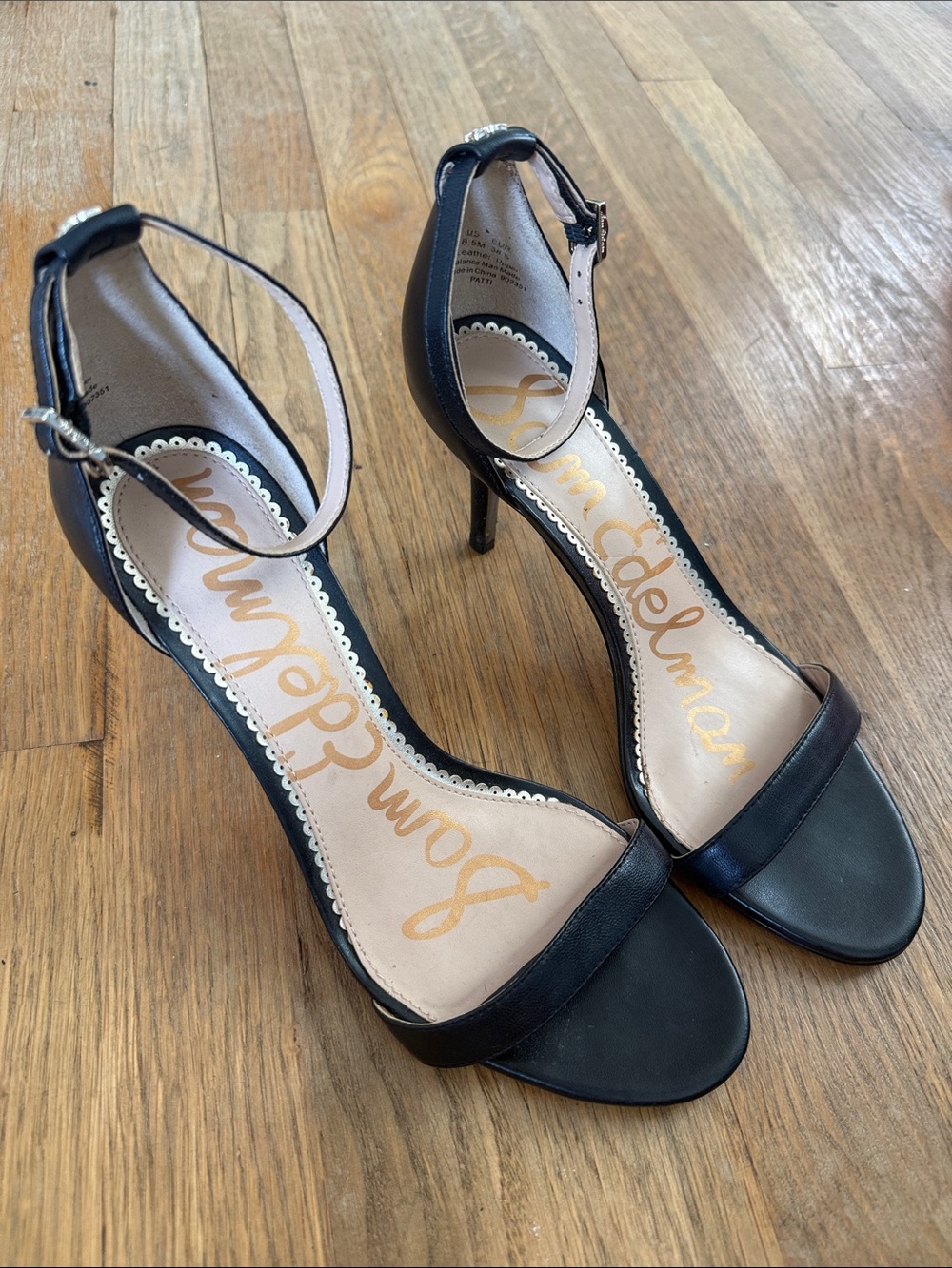 Sam Edelman Black Open-Toe Ankle-Strap Stilettos
